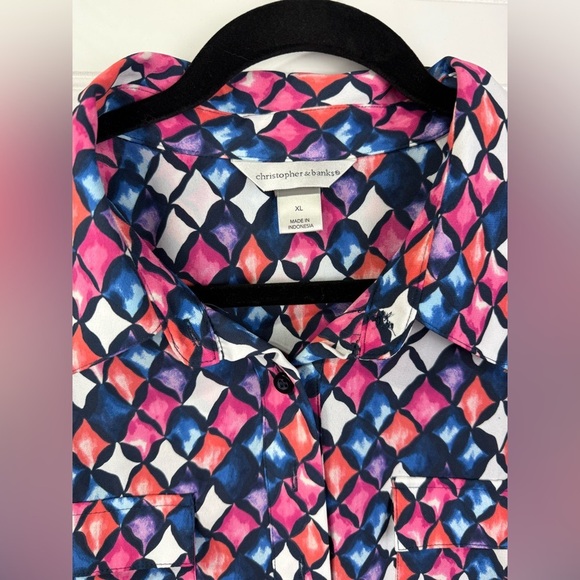 Christopher & Banks jewel tones long sleeved business casual tunic. Size XL. - Picture 2 of 6